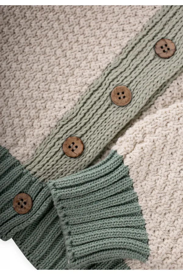 Triko Düğmeli Hırka 2-8 Yaş Doğal Yeşil