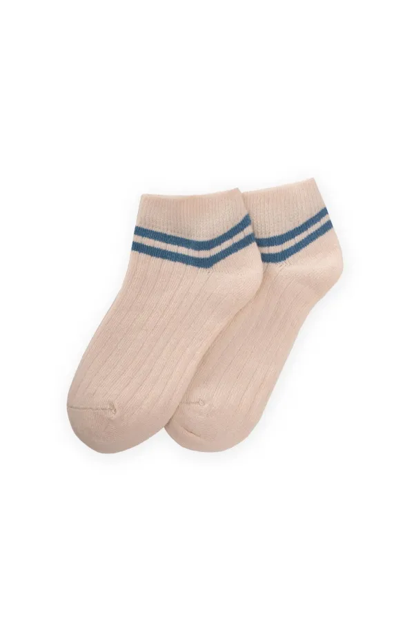 Children's Booties with Striped Ankles, 5-12 Years Old, Indigo Blue