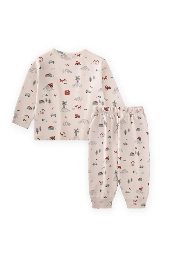 Desenli Mevsimlik Pijama Takım 1-7 Yaş Çiftlik Desen