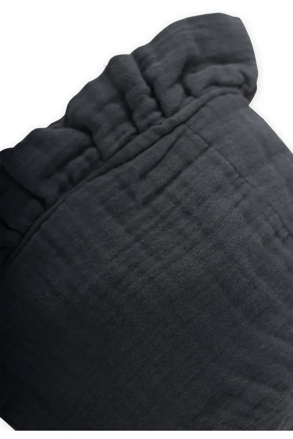 Muslim Baby Hat with Tie and Ruffle 0-2 Years Anthracite