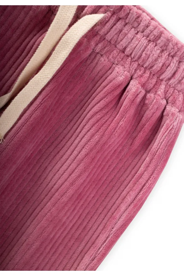 Fitilli Kadife Jogger Pantolon 1-10 Yaş Fuşya