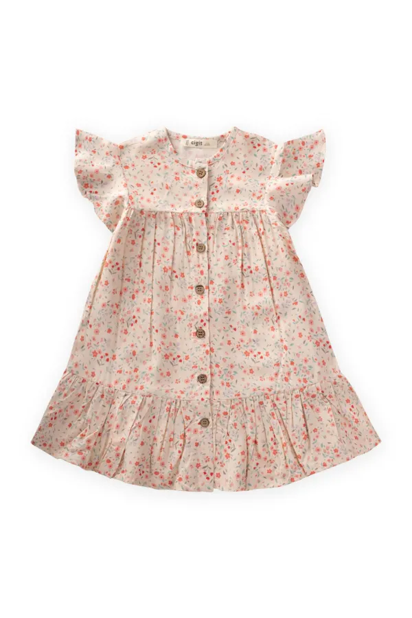 Robe en viscose à motif floral pour enfants de 1 à 10 ans, rose poudré