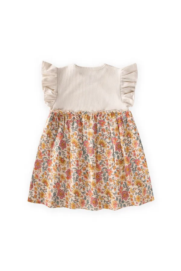 Muslin Trimmed Dress, Ages 1-8, Light Beige