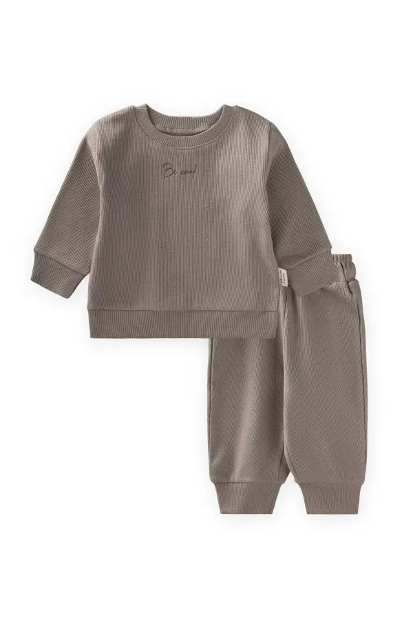Ensemble sweat-shirt brodé Be Cool, taille S, couleur vison, 0-5 ans