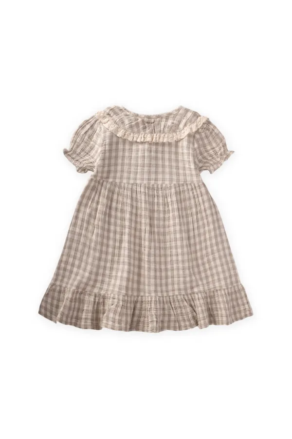 Robe à col à carreaux Peti, 2-10 ans, couleur vison