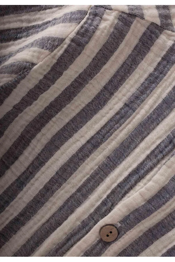 Chemise en mousseline rayée bleu marine, 2-10 ans