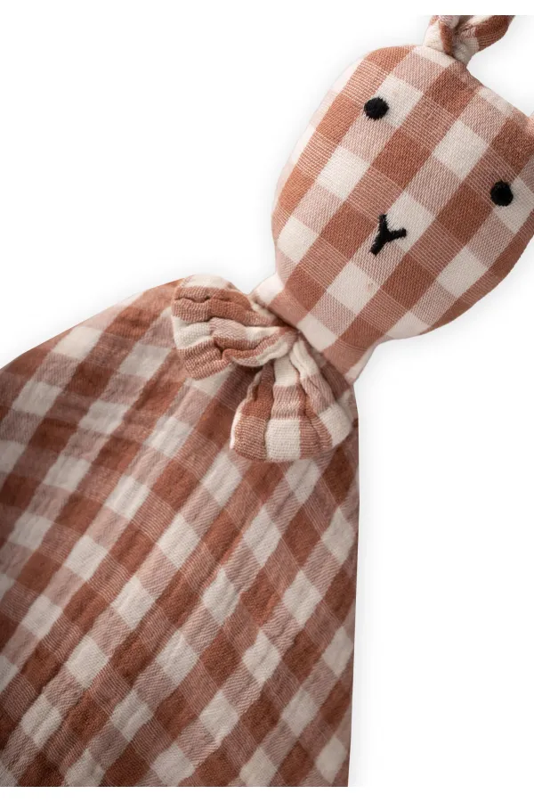 Compagnon de sommeil en mousseline de lapin (lavé) 40x40 cm à carreaux café