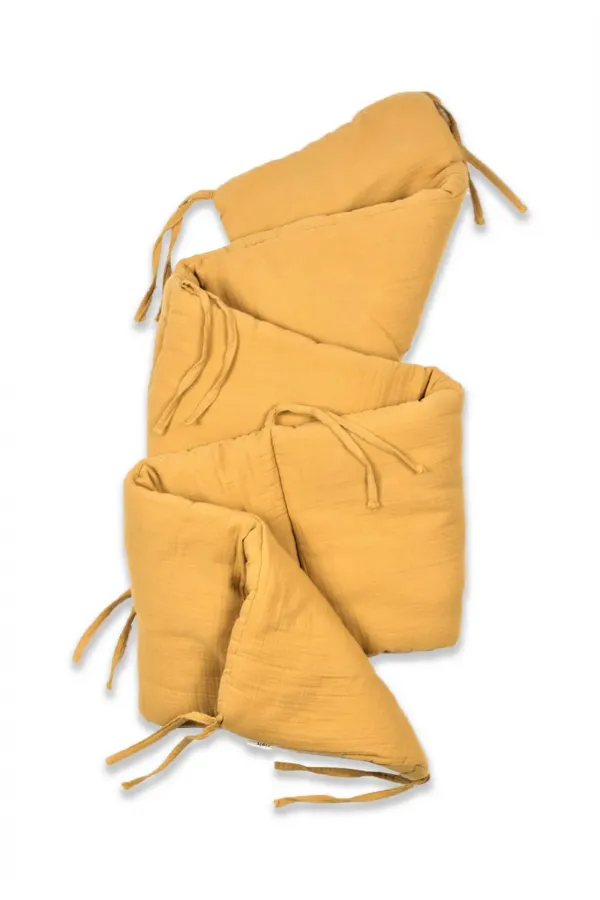 Müslin Bebek Yatak Koruma Yastık Seti (Yıkanmıştır) 32X180 cm +/- 2 cm Hardal Sarı