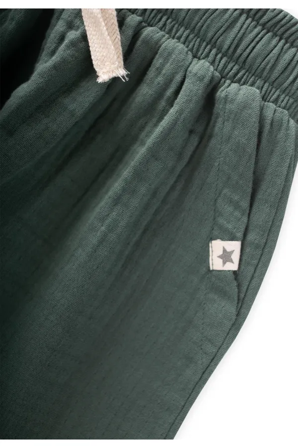 Pantalon en mousseline kaki vert, 1-10 ans Pantalon en mousseline kaki vert, 1-10 ans