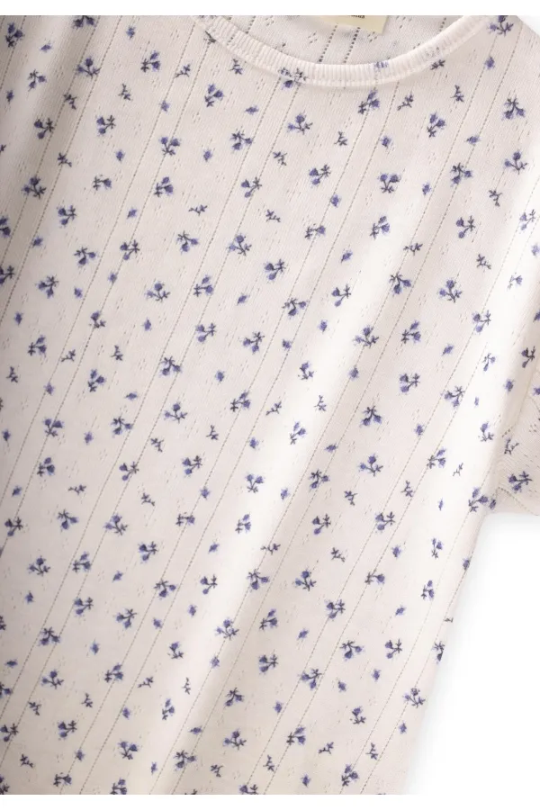 Desenli Pijama Takımı 1-8 Yaş Lila Çiçek Desen