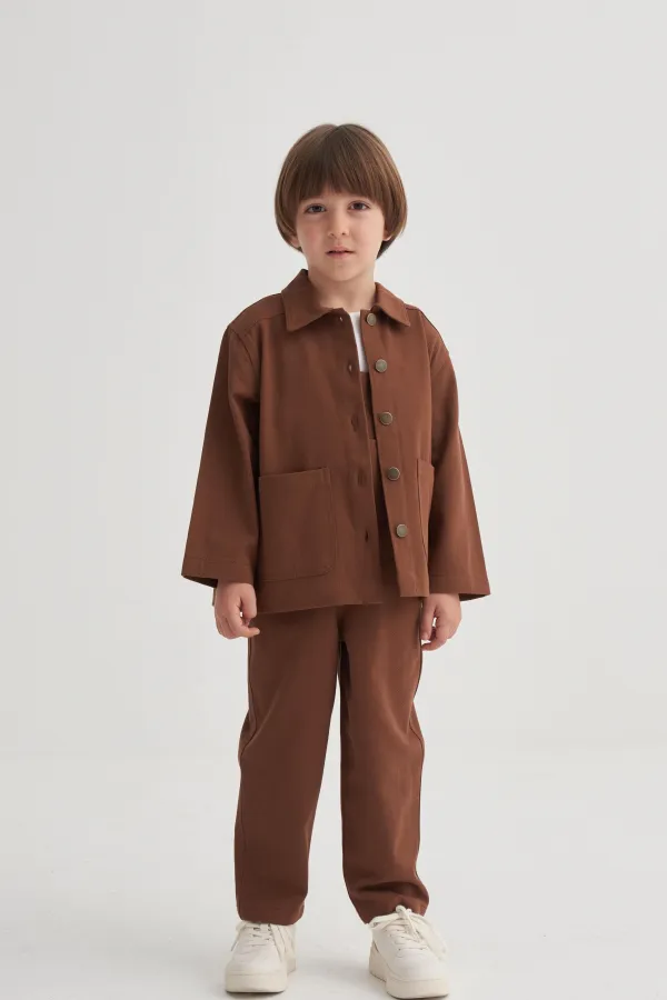 Gabardin Ceket 2-7 Yaş Kahve