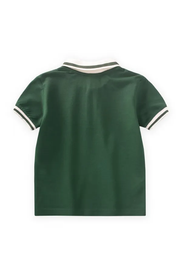Polo Neck T-Shirt 2-10 Years Old Khaki Green