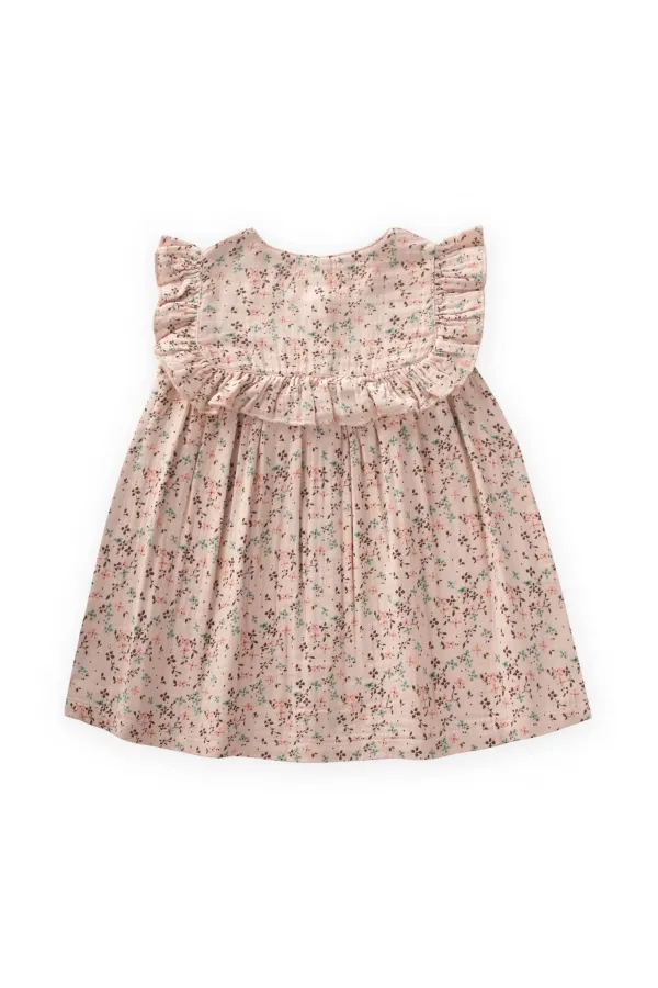 Robe en mousseline à motif croustillant, rose poudré, 0-8 ans