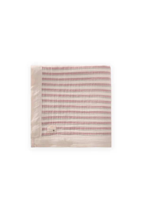 Kalın Biyeli Çift Kat Ham Battaniye 85X90 Cm Mint Yeşili-Gül Kurusu