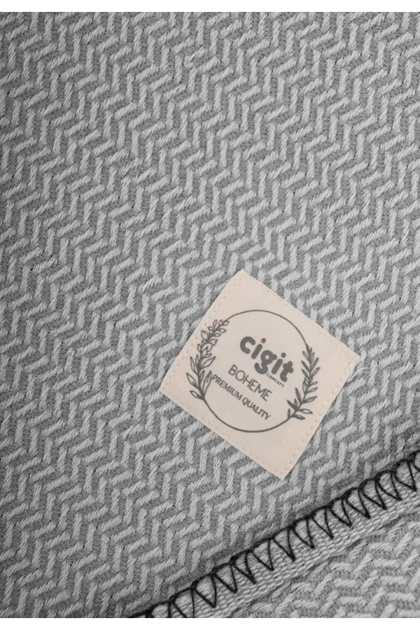 Couverture Shepherd Stitched 93 x 100 cm (+/- 3 cm) grise