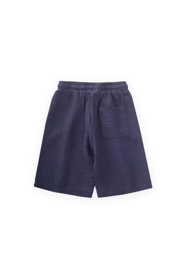 Capri en mousseline biologique bleu marine, 8-12 ans