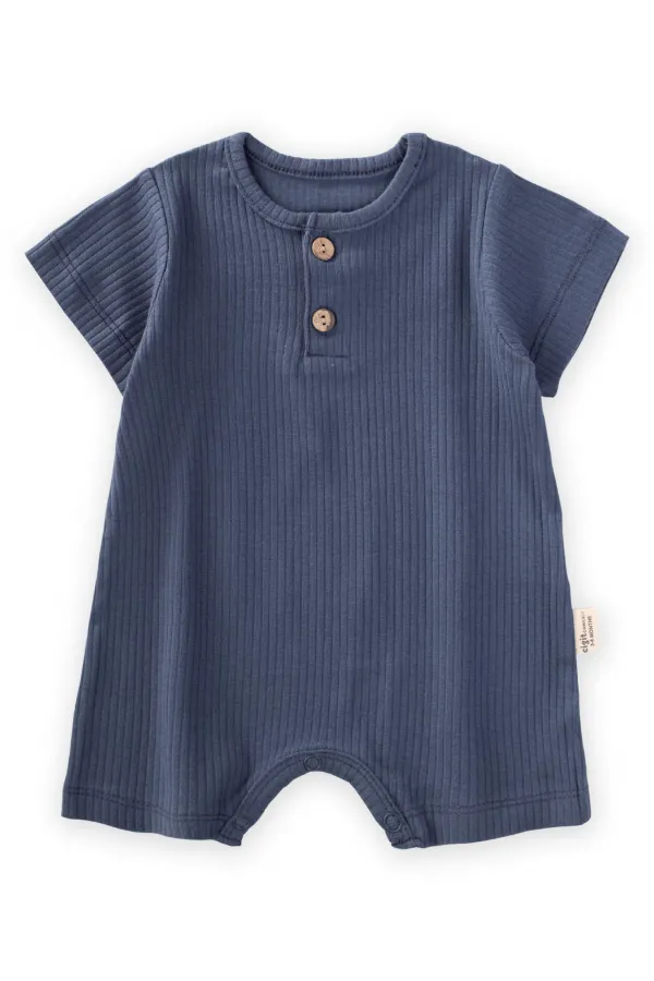 Ribbed Romper 0-3 Years Navy Blue