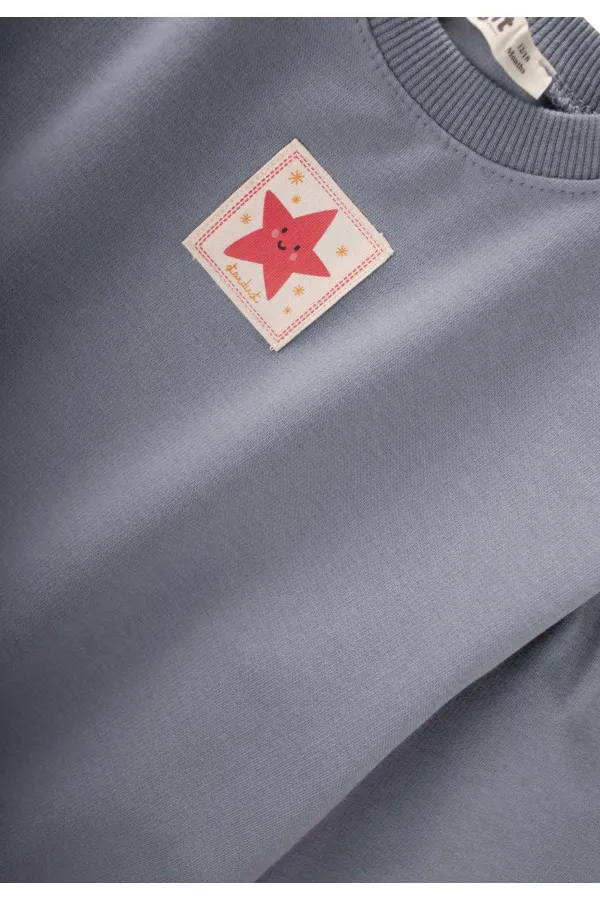 Etiket Detaylı Sweatshirt Takım 1-7 Yaş Mint Yeşil