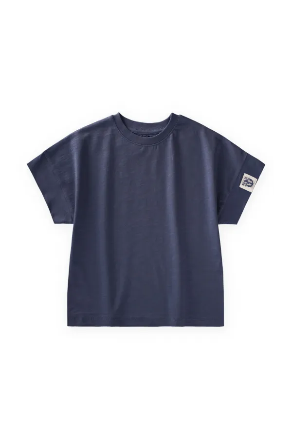 T-shirt bleu marine pour enfants de 2 à 12 ans