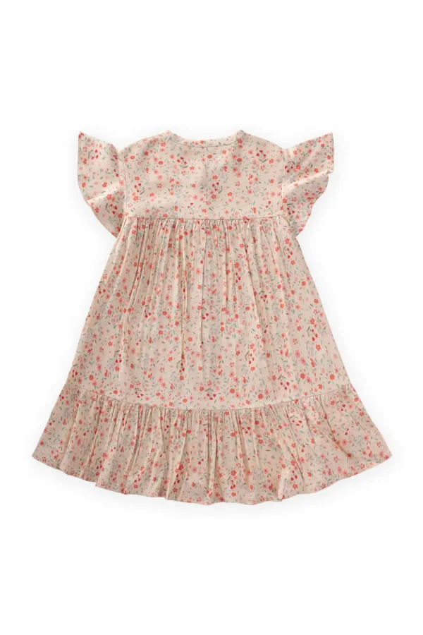 Robe en viscose à motif floral pour enfants de 1 à 10 ans, rose poudré