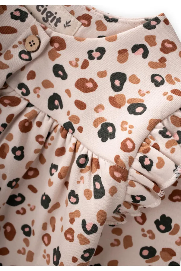 Oversize Desenli Hırka 1-5 Yaş Taş