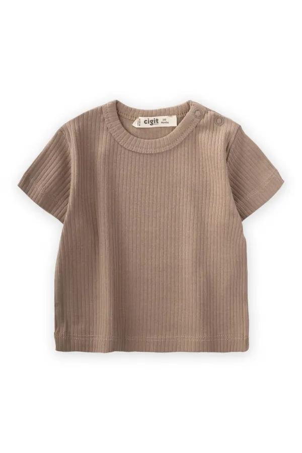 Basic Fitilli T-Shırt 0-12 Ay Vizon