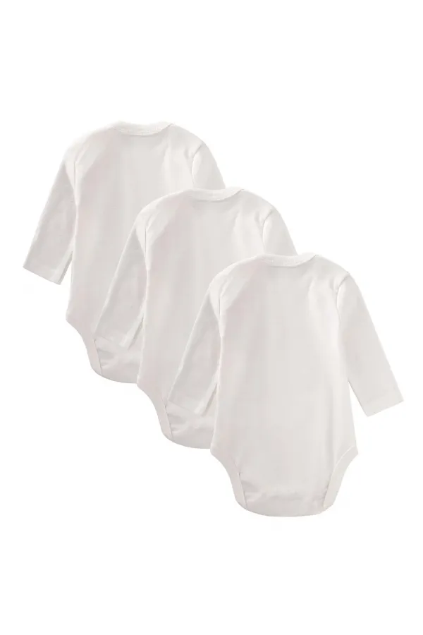 Üçlü Uzun Kol Zıbın 0-3 Yaş Beyaz