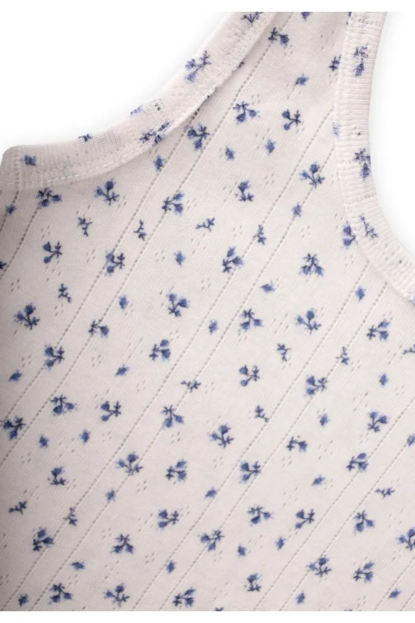 Débardeur deux pièces à larges bretelles, 2-11 ans, blanc cassé, bleu marine, motif floral