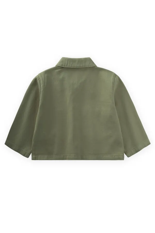 Büyük Çift Cepli Gabardin Ceket 2-7 Yaş Haki Yeşil