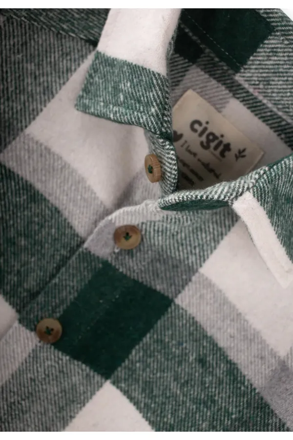 Oduncu Gömleği 1-9 Yaş Haki Ekoseli