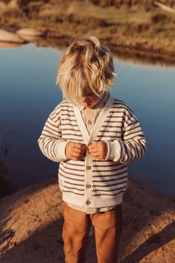 Striped Cardigan for 2-10 Years Old, Mink