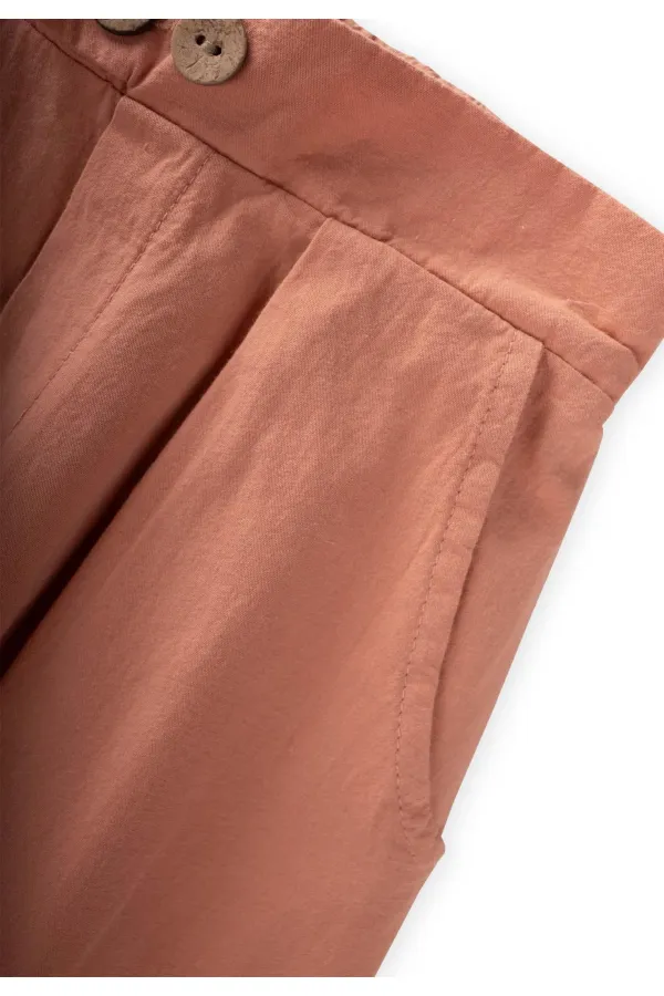 Pileli Boyfriend Pantolon 2-8 Yaş Somon