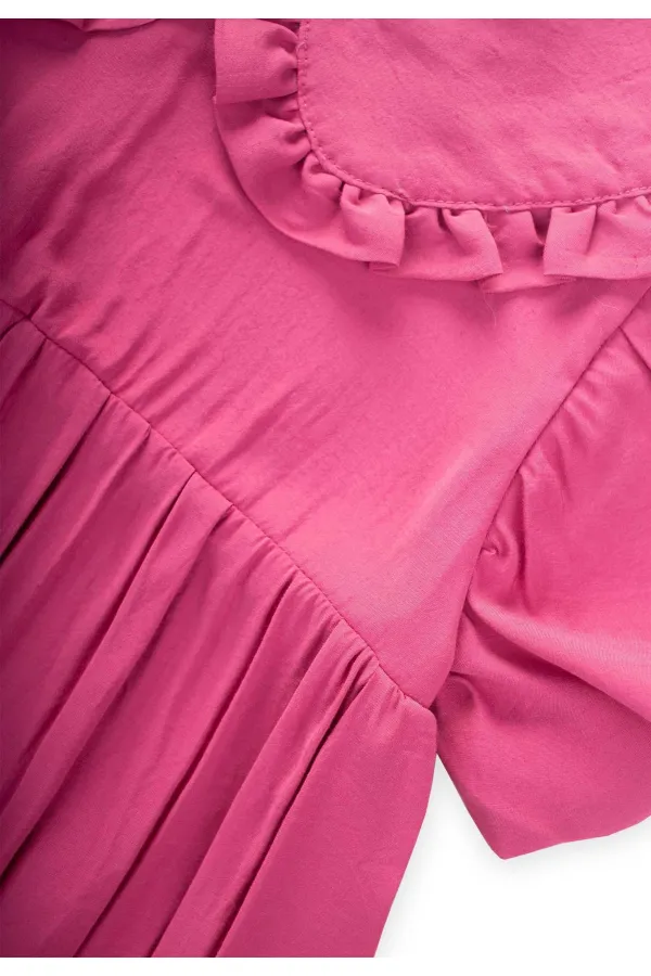 Robe en modal à col fuchsia pour enfants de 2 à 10 ans
