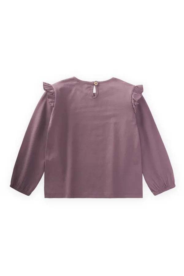 T-shirt côtelé à détails, couleur cuivre, 3-10 ans