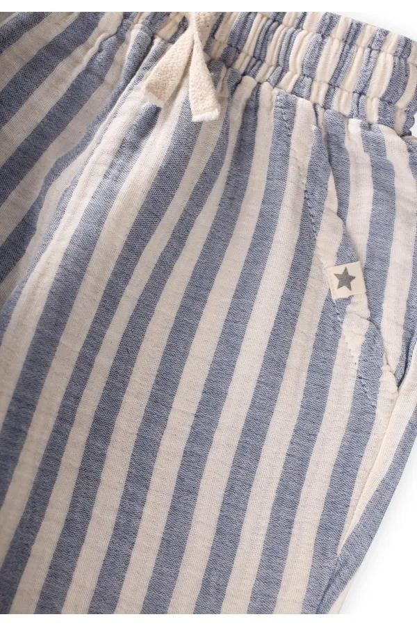 Muslin Pants for 1-10 Years, Indigo, Thick Striped Muslin Pants for 1-10 Years, Indigo, Thick Striped