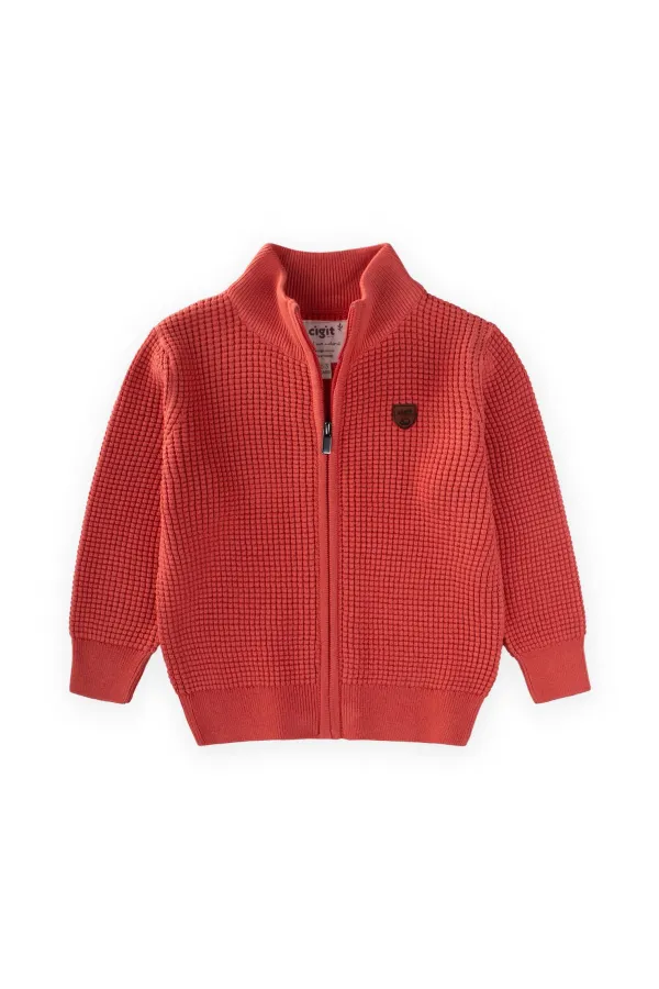 Selanik Fermuarlı Triko Hırka 2-11 Yaş Somon