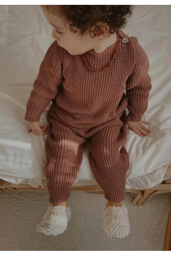 Selanik Knitwear Set 1-5 Years Old Dusty Rose