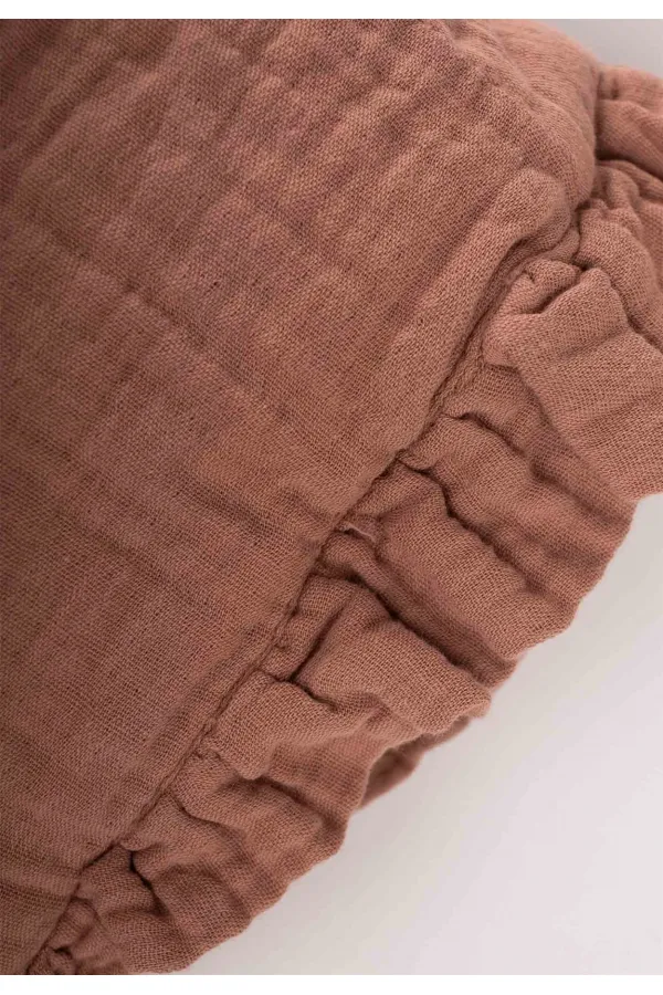 Muslim Baby Hat with Tie and Ruffle 0-2 Years Brown