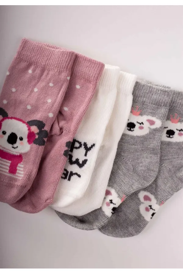 Chaussettes triple pour bébé fille 6-12 mois, couleurs assorties, lot de 1