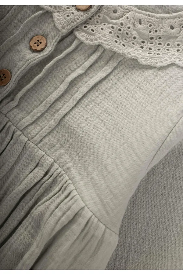 Fisto Yakalı Mevsimlik Müslin Zıbın 0-2 Yaş Su Yeşili