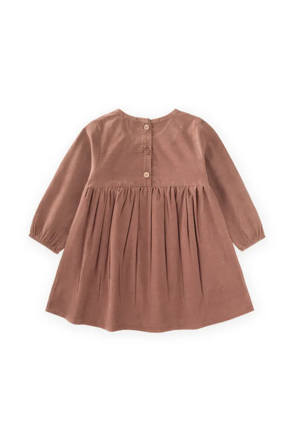 Robe en velours marron clair, 1-8 ans
