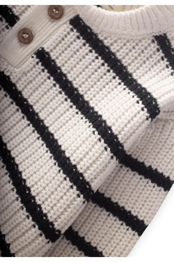 Pull rayé en maille écru 2-6 ans