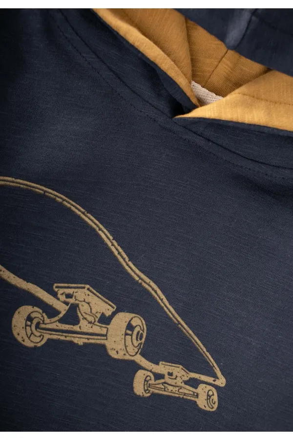 Kapşonlu Uzun Kollu T-Shırt 2-10 Yaş Lacivert