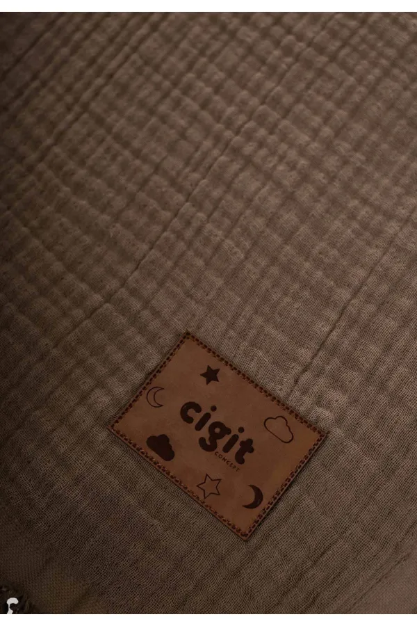 Couvre-lit en mousseline quatre épaisseurs 200 x 220 cm beige clair