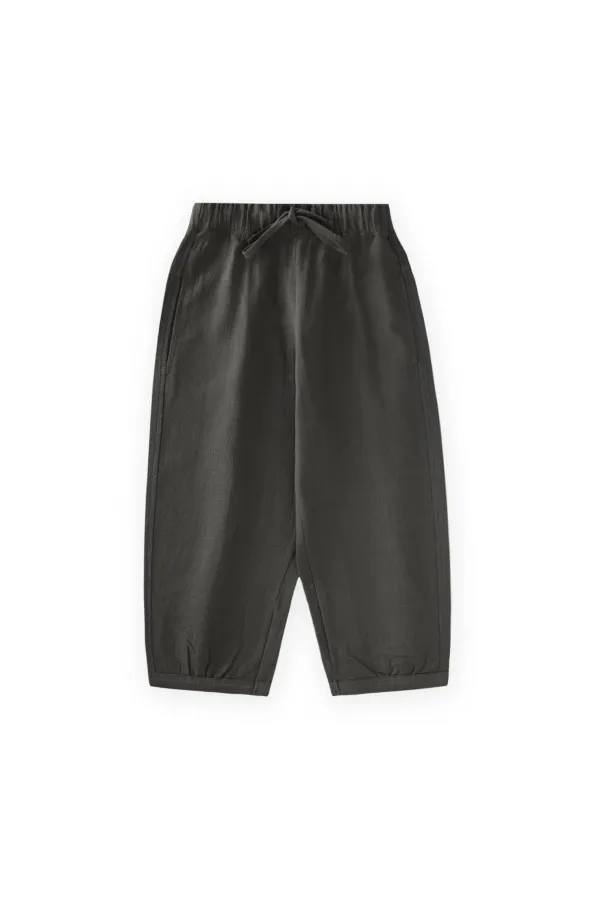 Keten Boyfriend Pantolon 2-10 Yaş Siyah