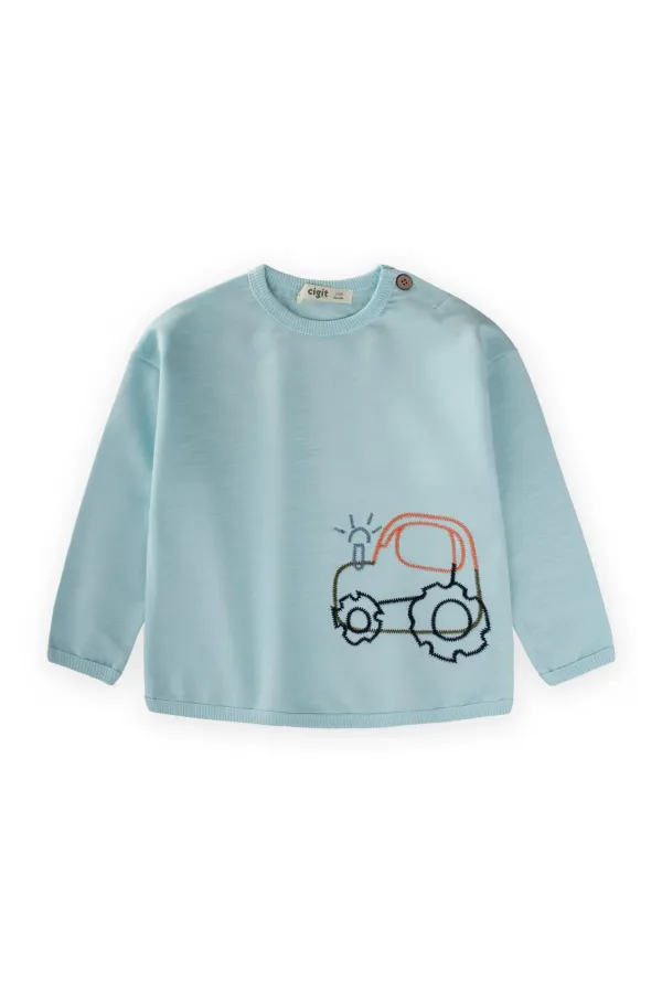 Tractor Embroidered Sweatshirt 0-4 Years Blue
