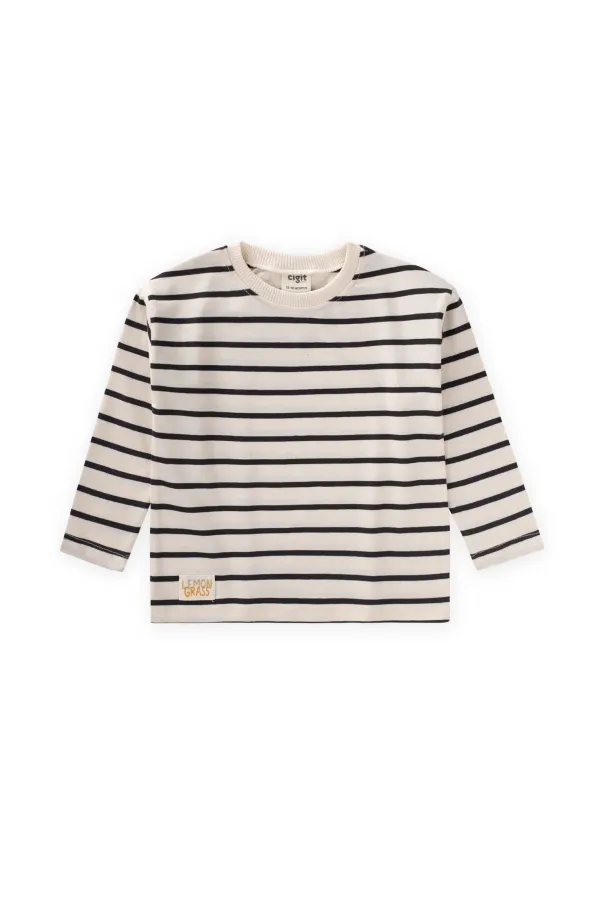 T-shirt rayé saisonnier, 1-10 ans, rayures noires