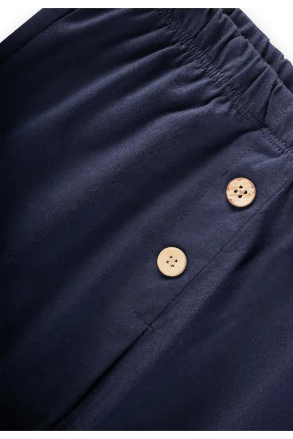 Faux Eggplant Pattern Baby Tracksuit 0-3 Years Navy Blue