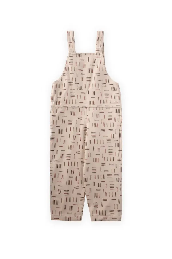 Patterned Gabardine Overalls 2-7 Years Old Ecru Striped