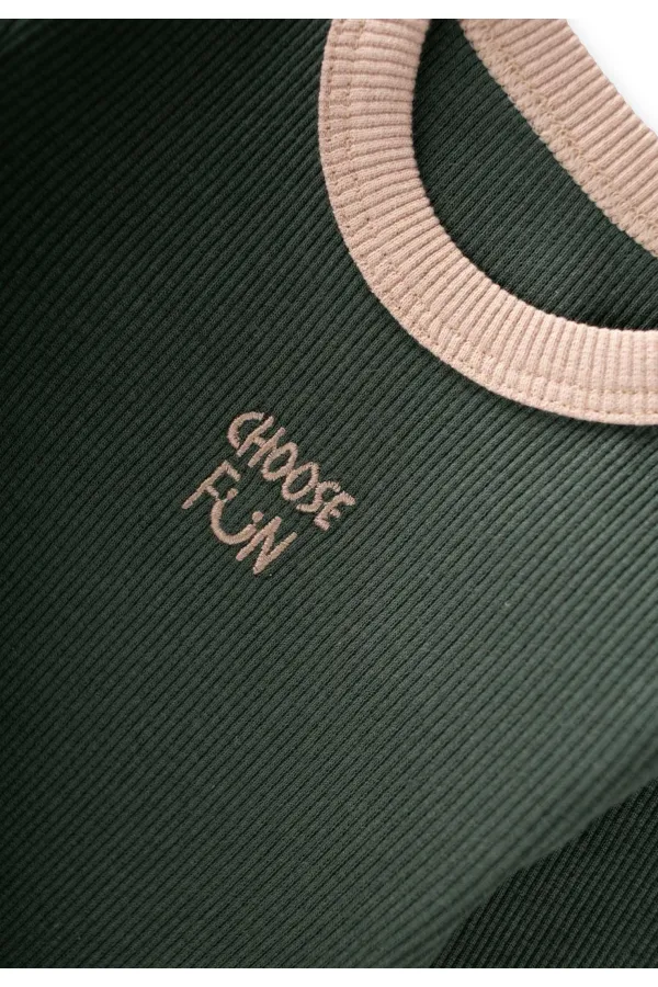 Embroidered Long-Sleeved Bodysuit Set 0-3 Years Khaki Green